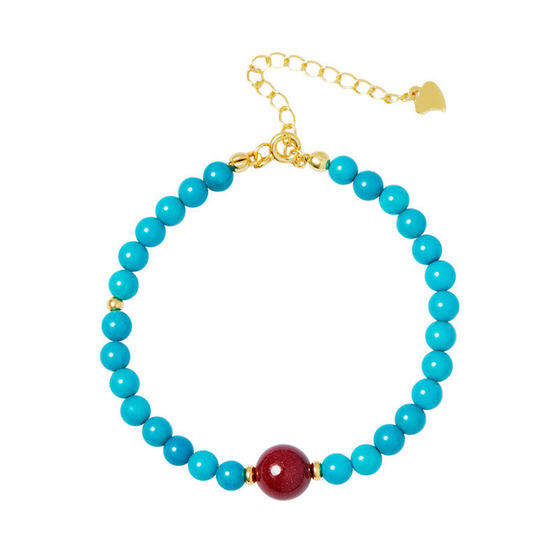 Bracelet de guérison en turquoise et cinabre pour femme