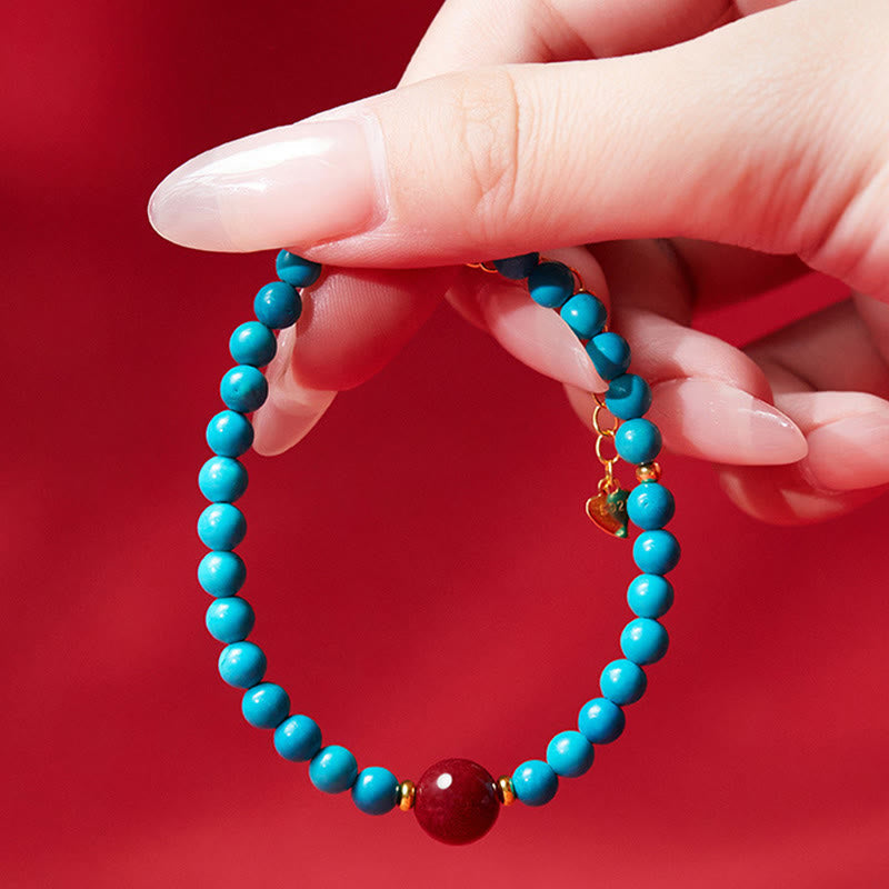 Bracelet de guérison en turquoise et cinabre pour femme