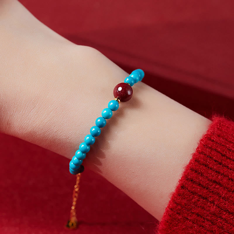 Bracelet de guérison en turquoise et cinabre pour femme