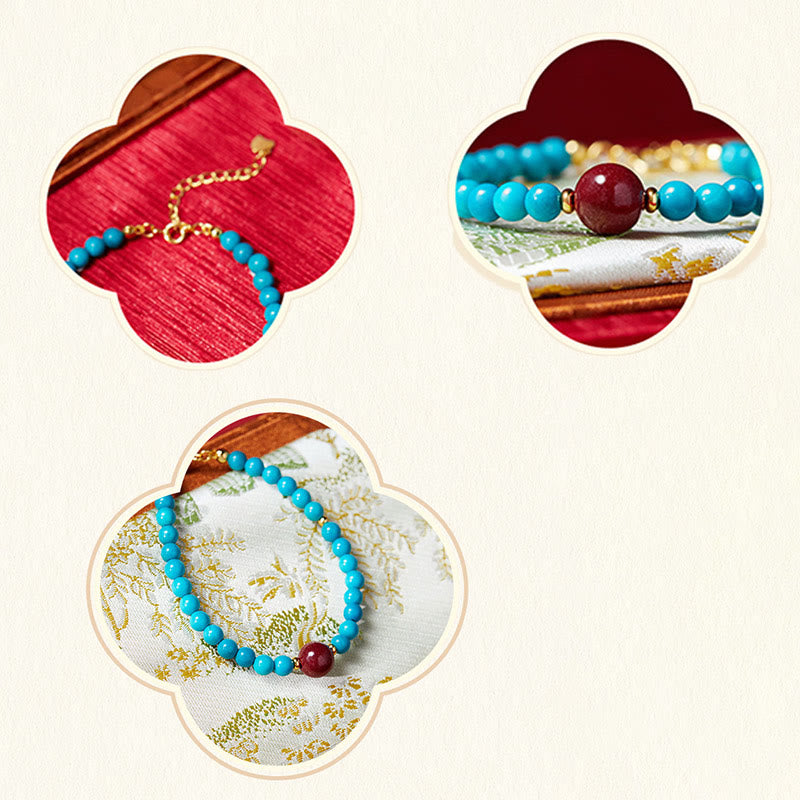 Bracelet de guérison en turquoise et cinabre pour femme