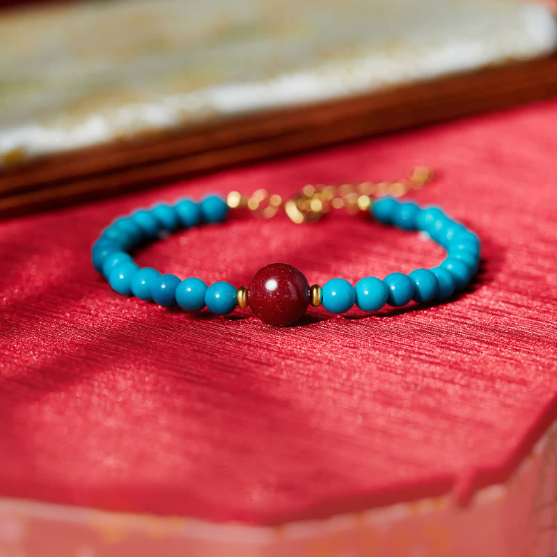 Bracelet de guérison en turquoise et cinabre pour femme