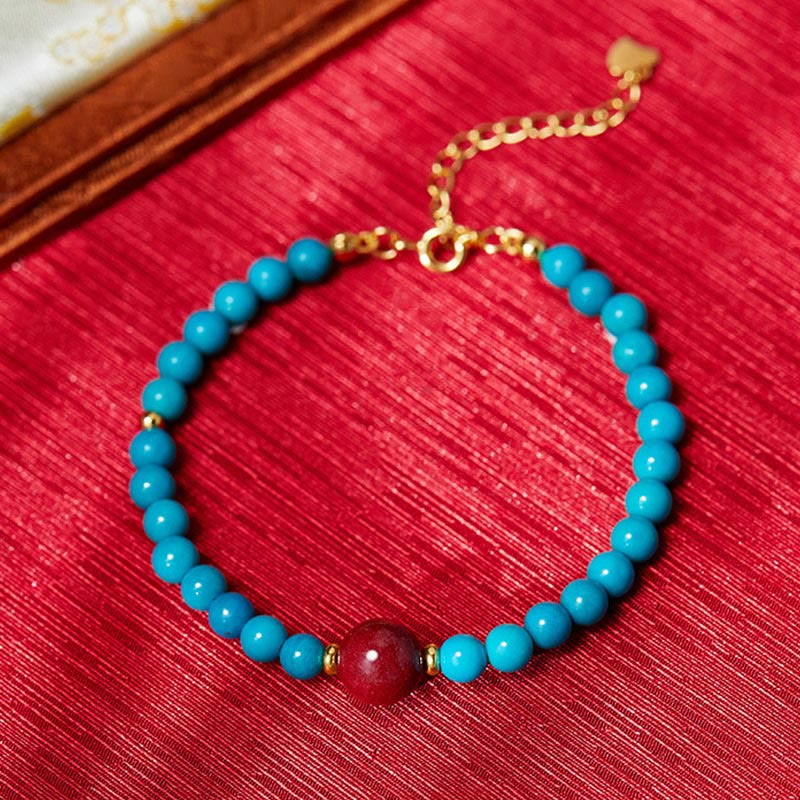 Bracelet de guérison en turquoise et cinabre pour femme