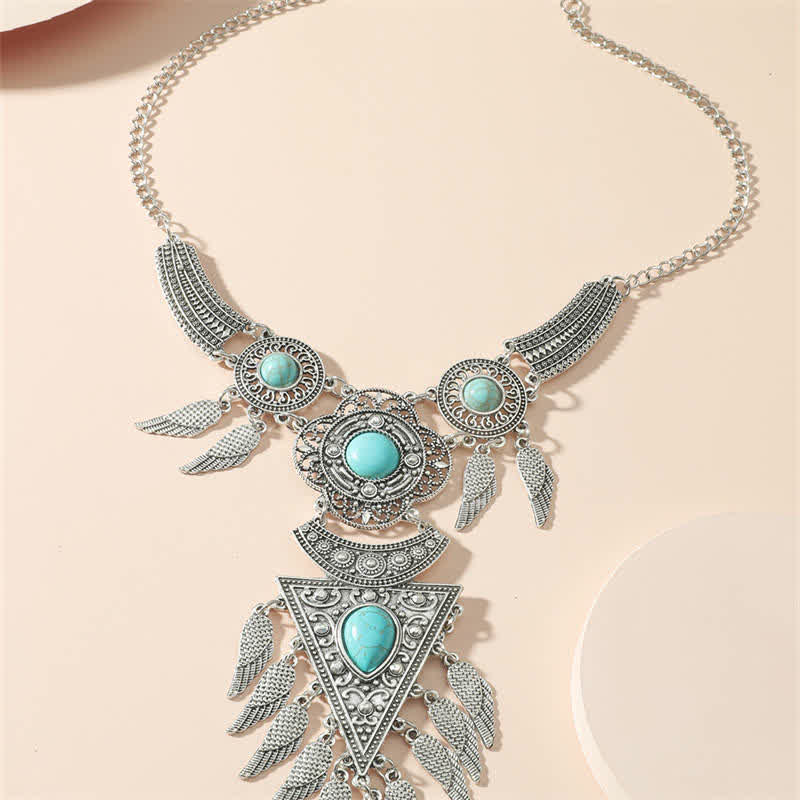 Collier Équilibre Sagesse Cuivre Turquoise 45 cm Unisexe