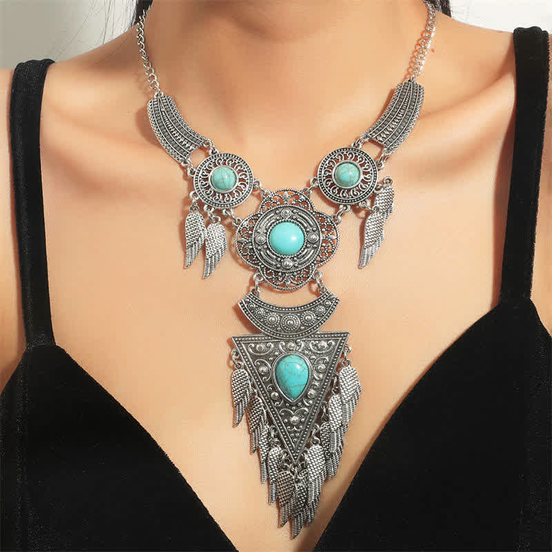 Collier Équilibre Sagesse Cuivre Turquoise 45 cm Unisexe