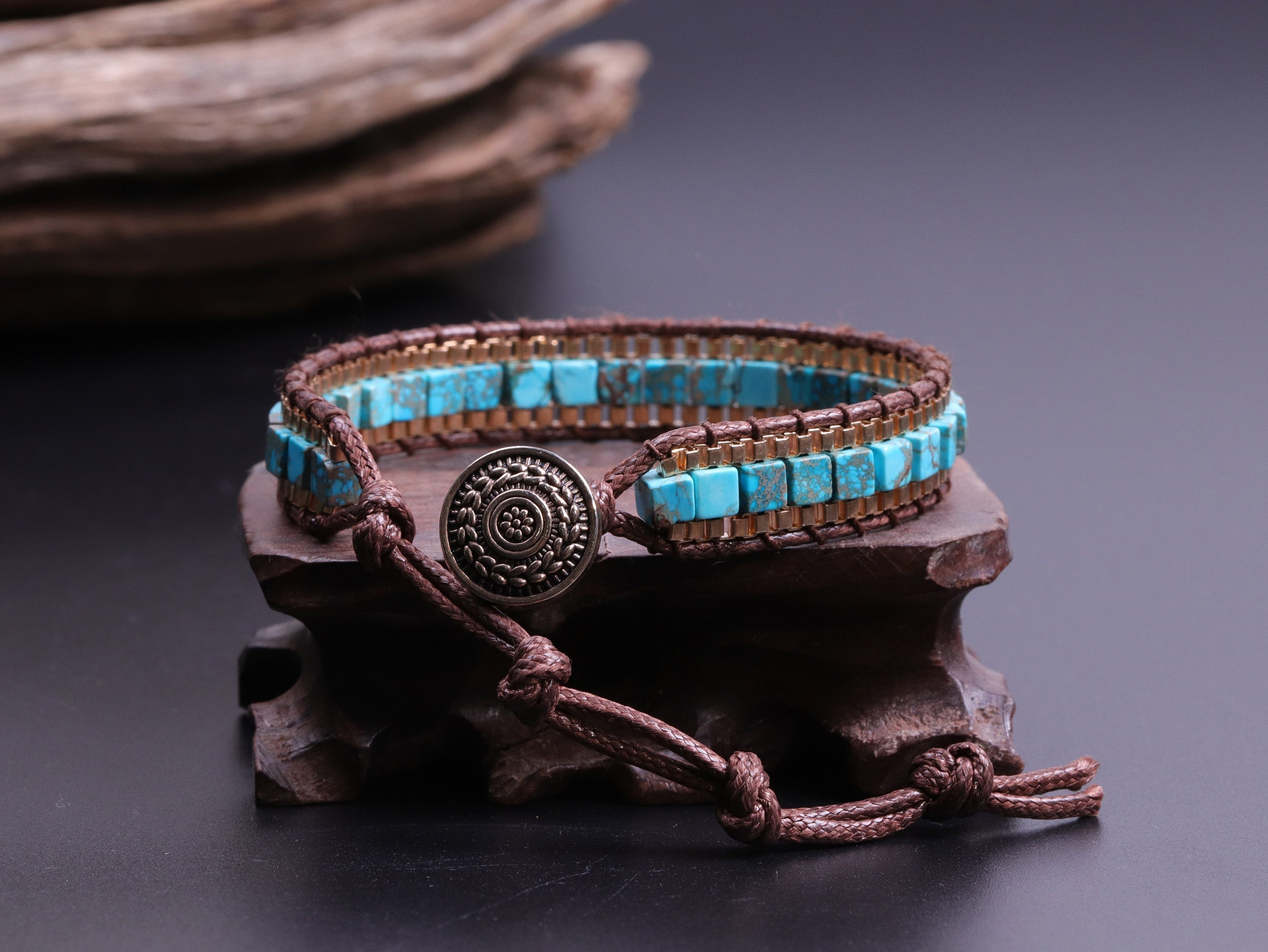 Bracelet de guérison en turquoise pour la force et la protection