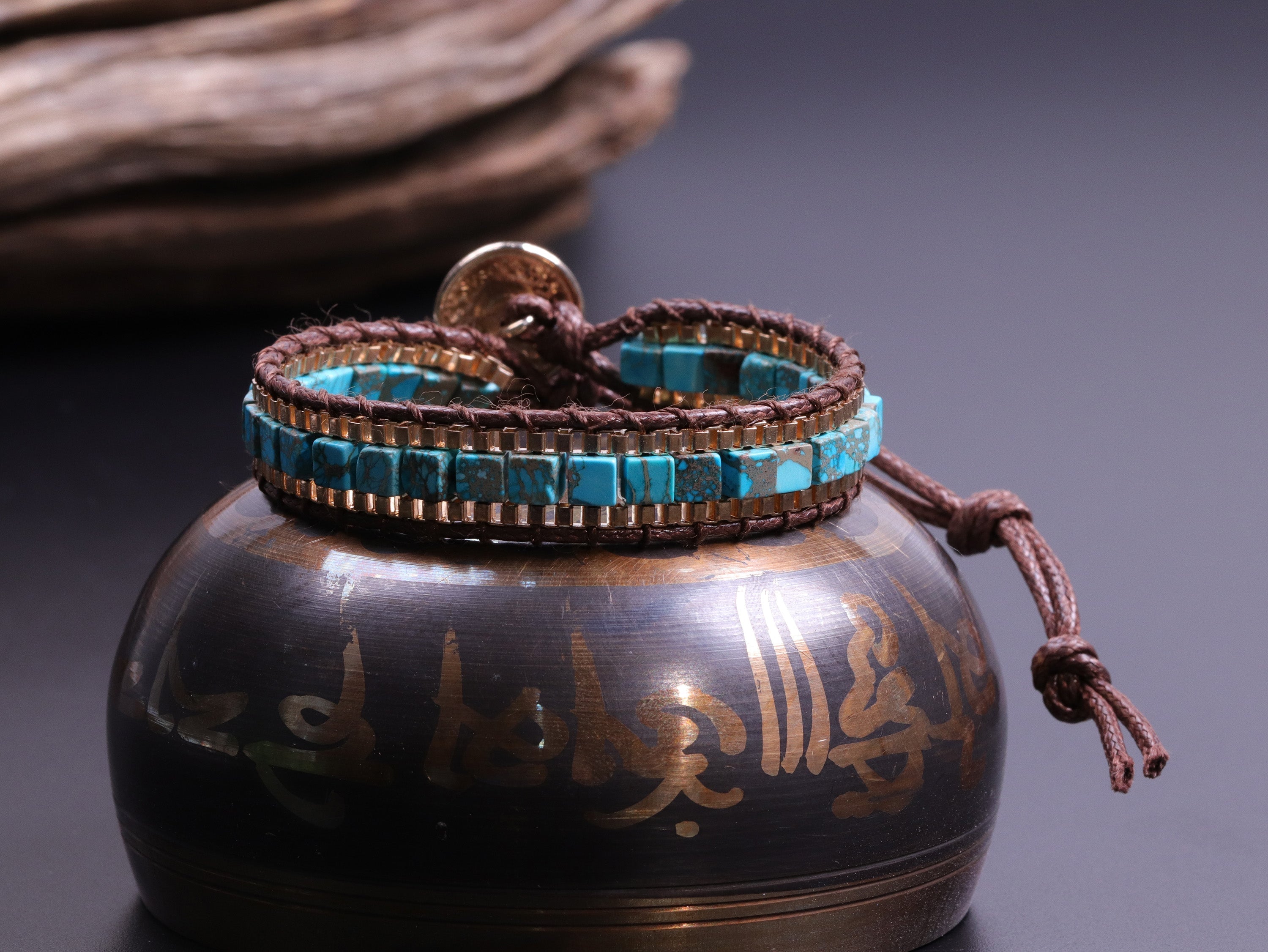 Bracelet de guérison en turquoise pour la force et la protection