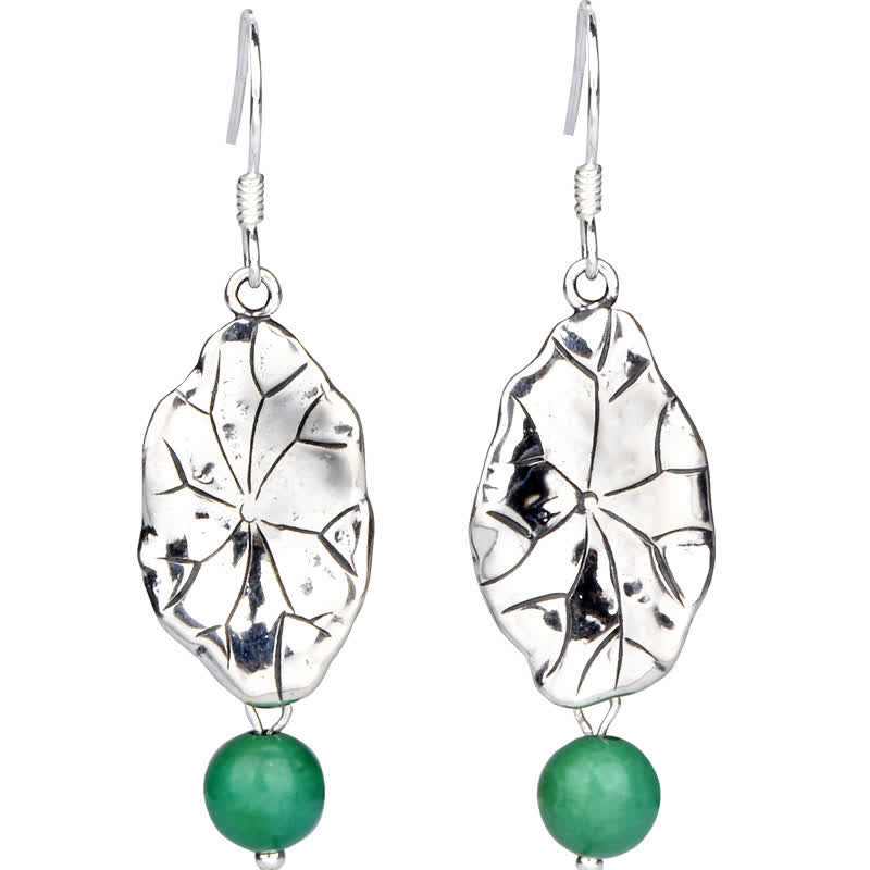 Boucles d'oreilles pendantes en feuille de lotus turquoise | Protection en argent 925