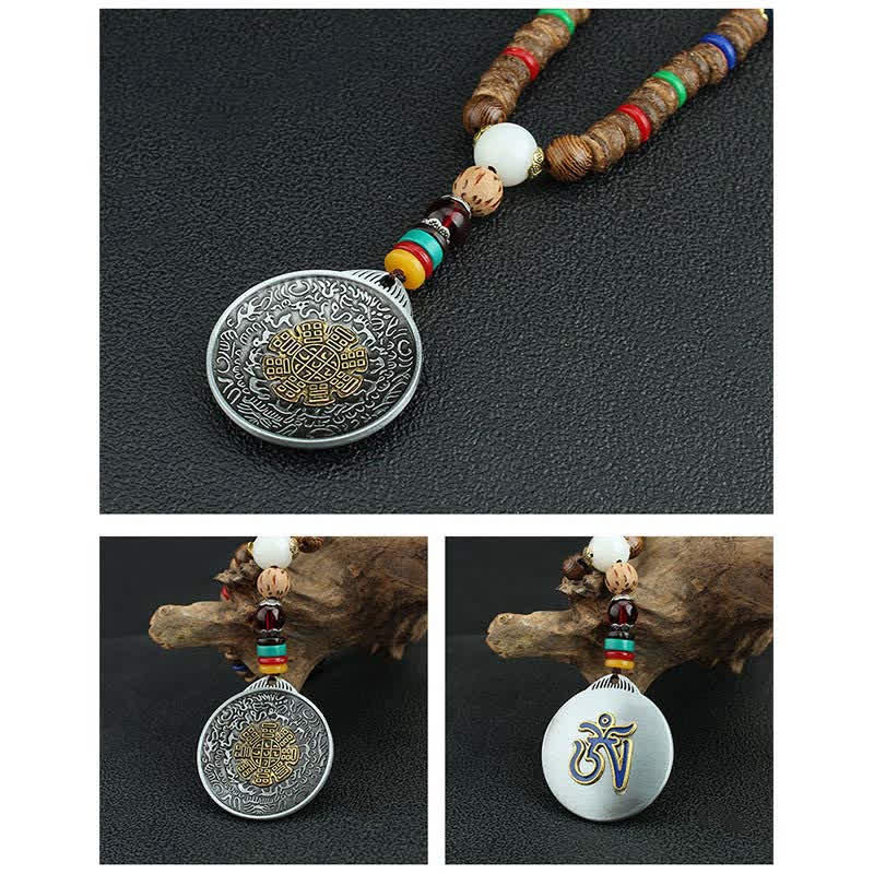 Collier roue de prière turquoise Om Mani Padme Hum