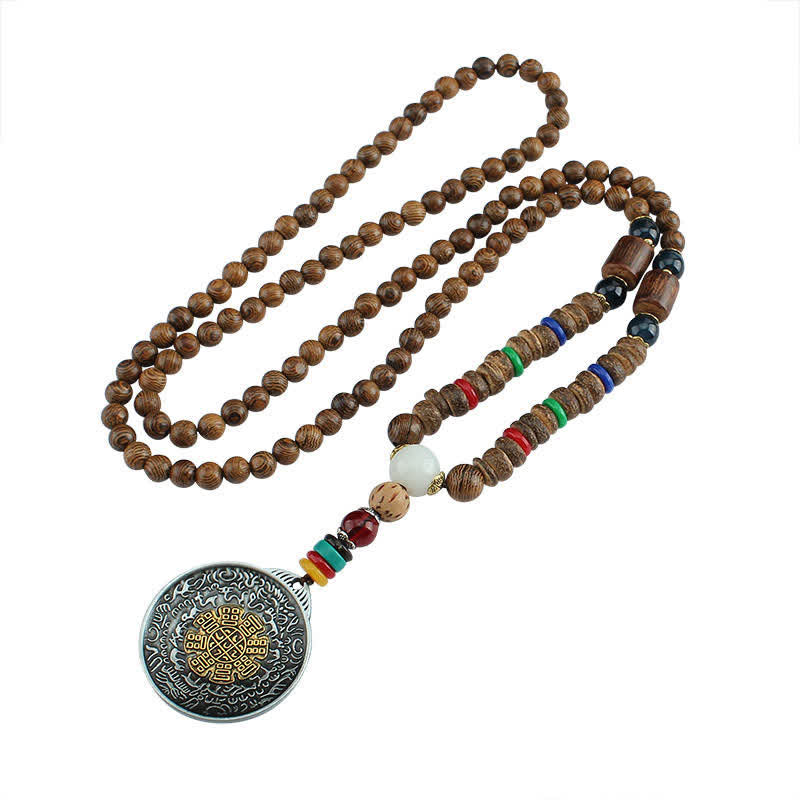 Collier roue de prière turquoise Om Mani Padme Hum
