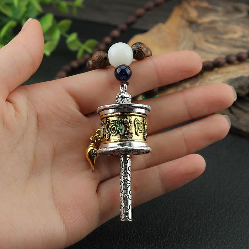 Collier roue de prière turquoise Om Mani Padme Hum