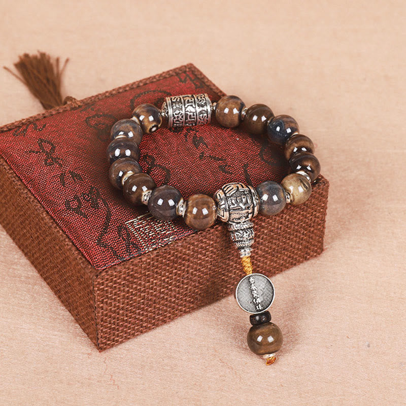 Bracelet de sagesse avec roue de prière turquoise Om Mani Padme Hum
