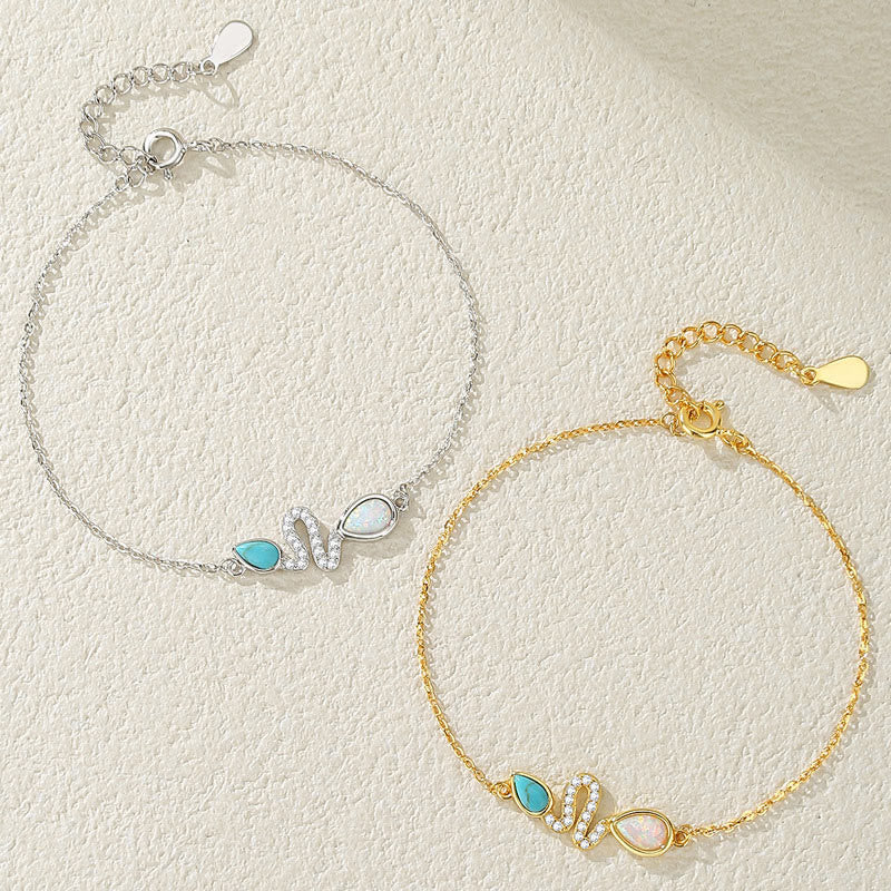 Bracelet de protection serpent en opale turquoise 2025