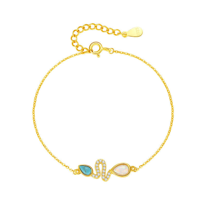 Bracelet de protection serpent en opale turquoise 2025