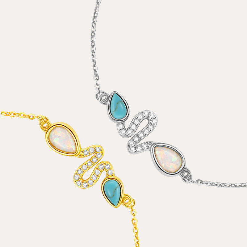 Bracelet de protection serpent en opale turquoise 2025