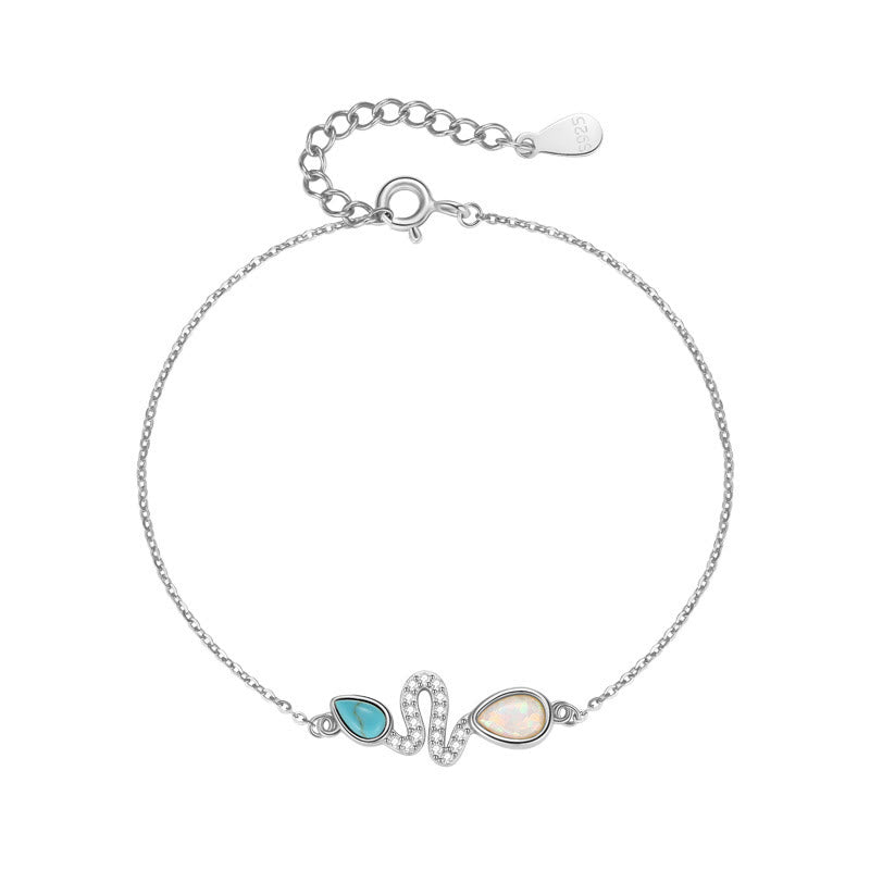 Bracelet de protection serpent en opale turquoise 2025