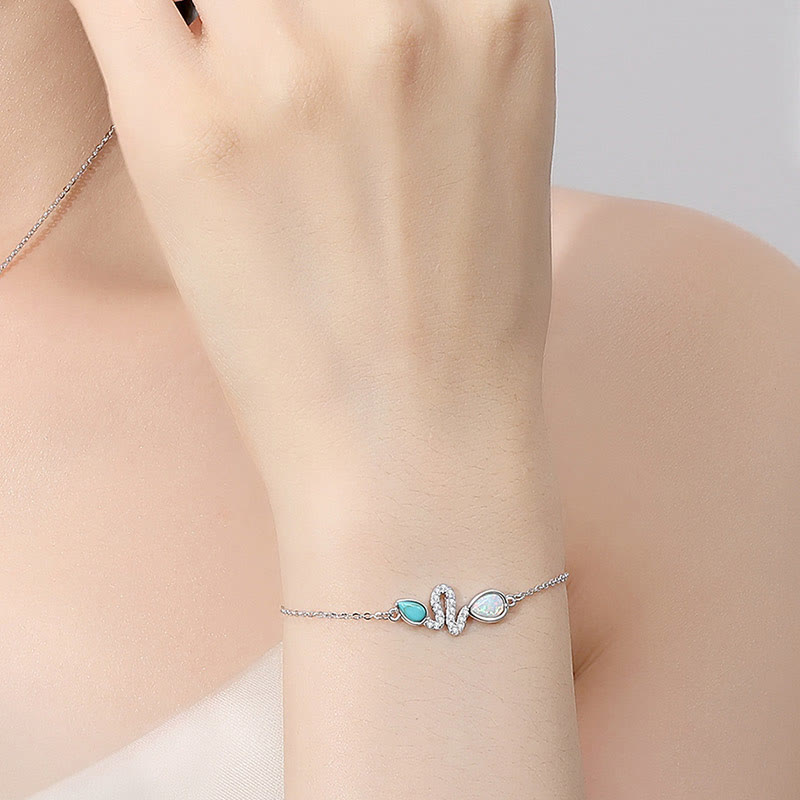 Bracelet de protection serpent en opale turquoise 2025