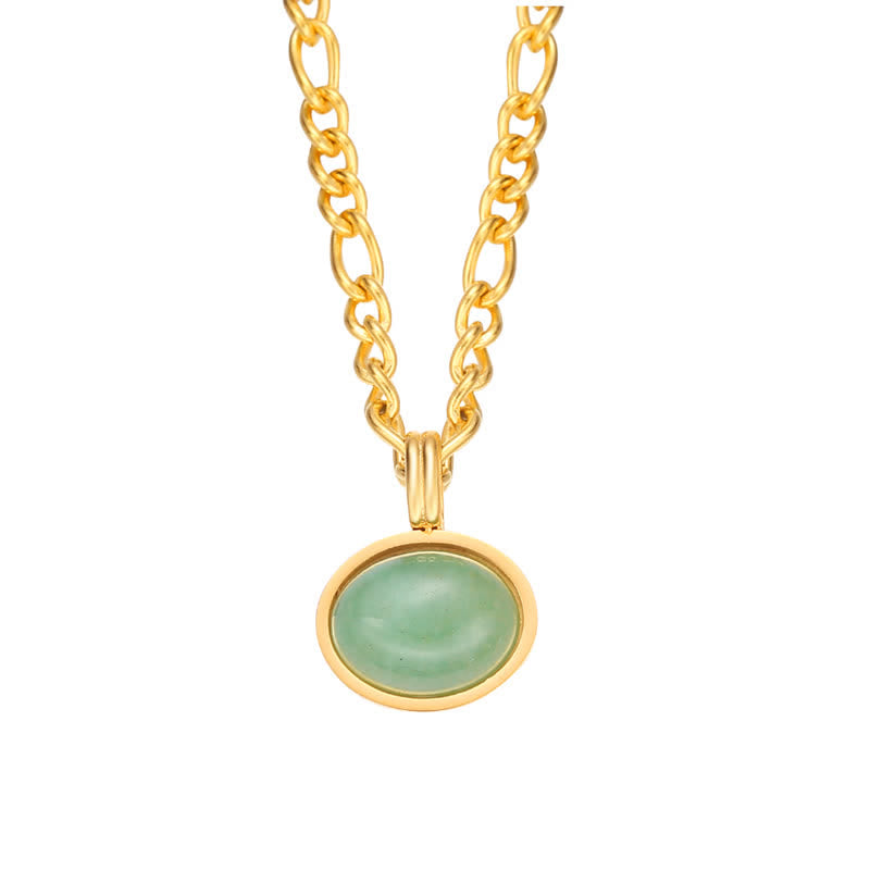 Collier pendentif ovale turquoise en acier titane
