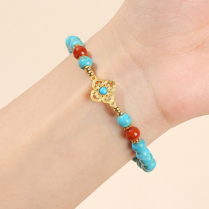 Bracelet de protection turquoise avec perles de 6 mm pour l'équilibre