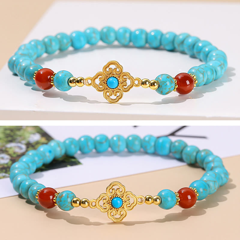 Bracelet de protection turquoise avec perles de 6 mm pour l'équilibre