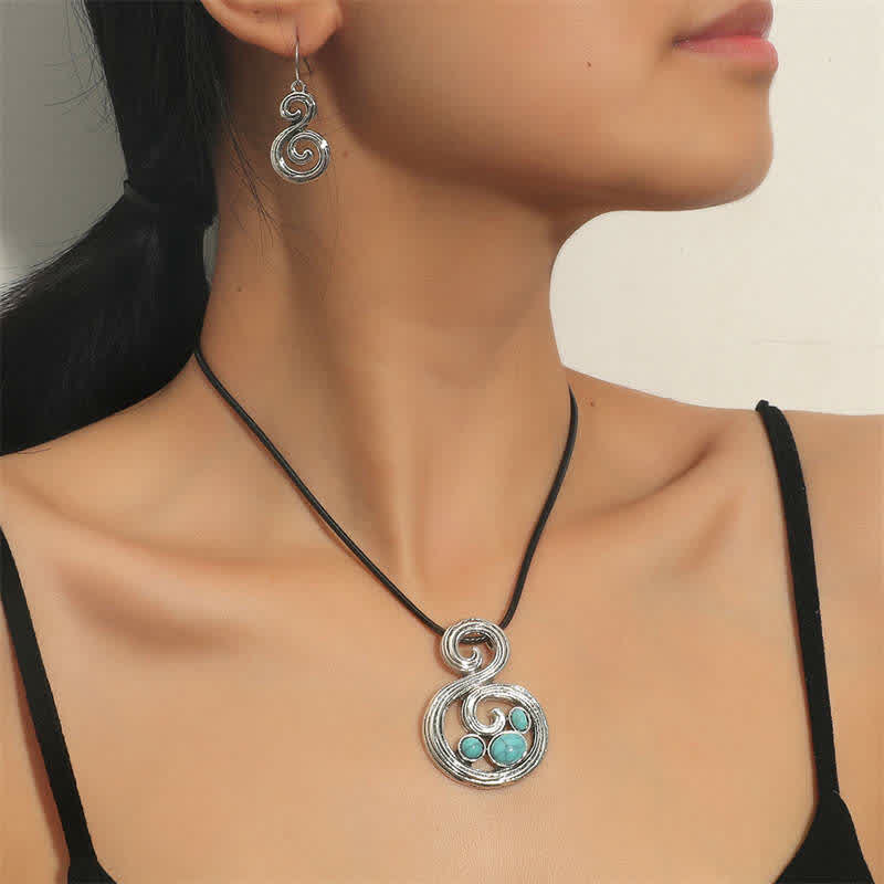 Collier de protection turquoise avec gravure Force 45 cm unisexe