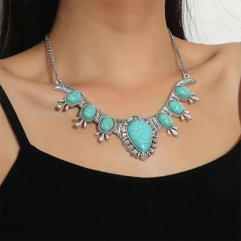 Collier de protection turquoise avec gravure Force 45 cm unisexe