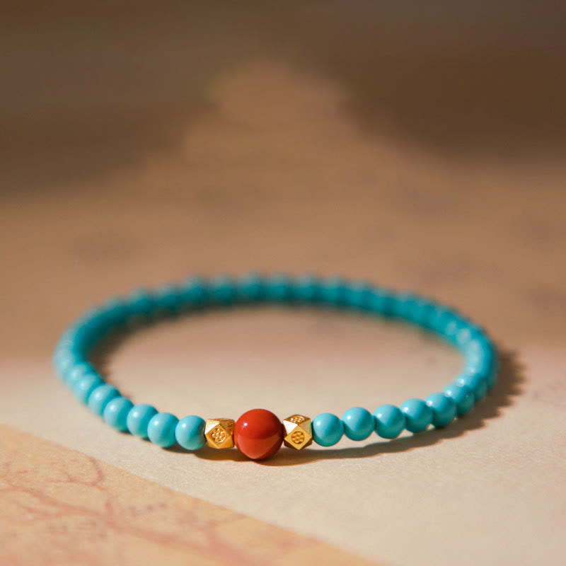 Bracelet de protection en perles d'agate rouge turquoise 4 mm