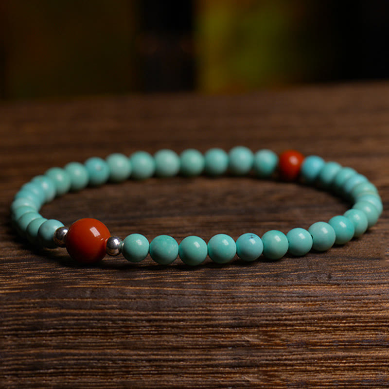 Bracelet de protection en agate rouge turquoise, perles de 3,8 mm