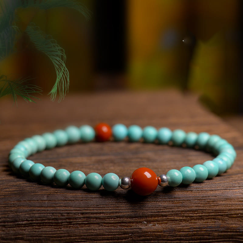 Bracelet de protection en agate rouge turquoise, perles de 3,8 mm