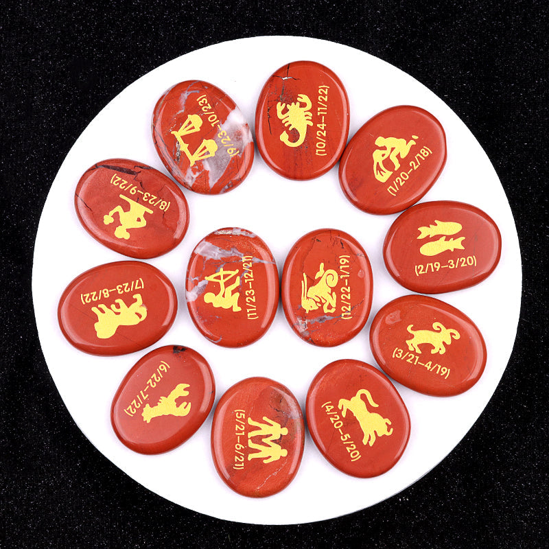 Twelve Constellation Crystal Palm Stones Set