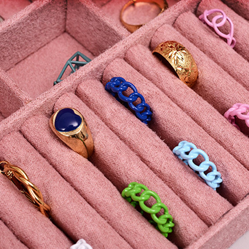 Coffret à bijoux en flanelle à deux niveaux avec serrure pour une décoration zen