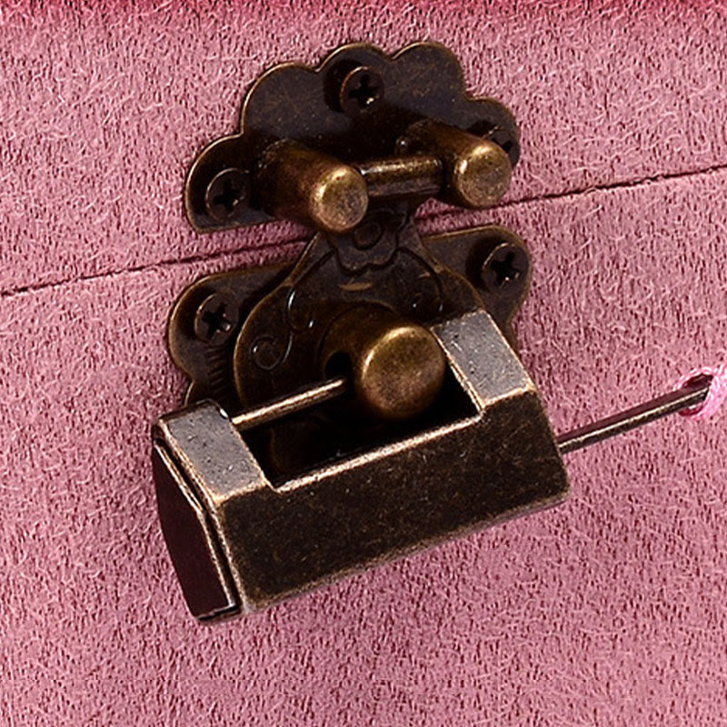 Coffret à bijoux en flanelle à deux niveaux avec serrure pour une décoration zen