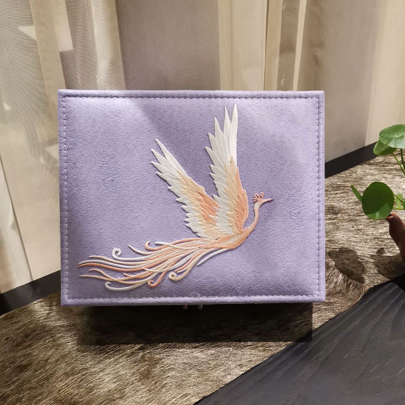 Boîte à bijoux en flanelle violette Phoenix à deux couches