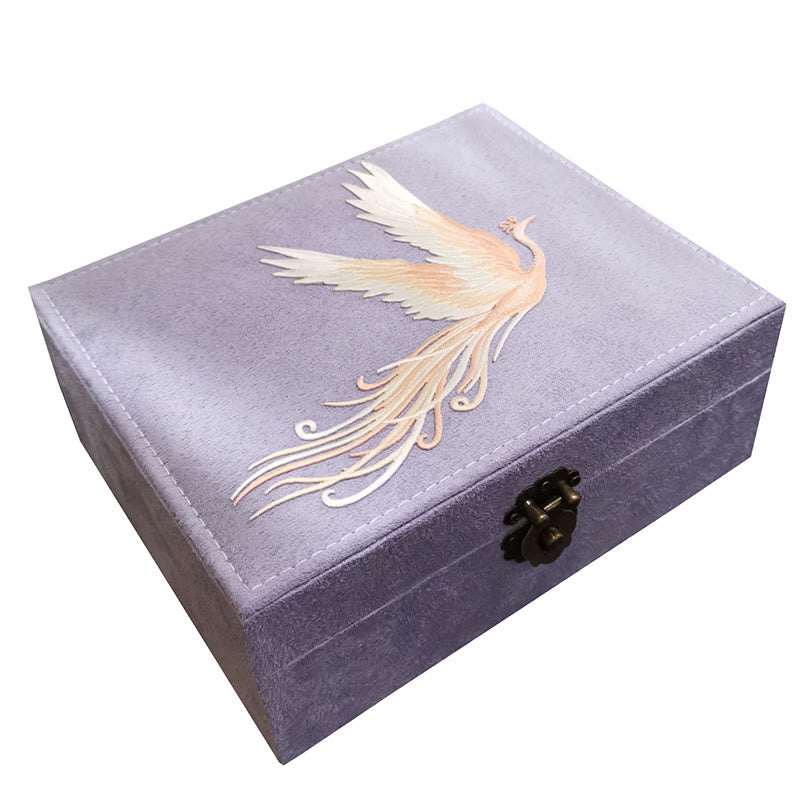 Boîte à bijoux en flanelle violette Phoenix à deux couches