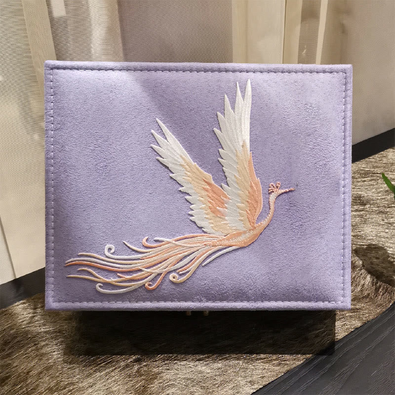 Boîte à bijoux en flanelle violette Phoenix à deux couches