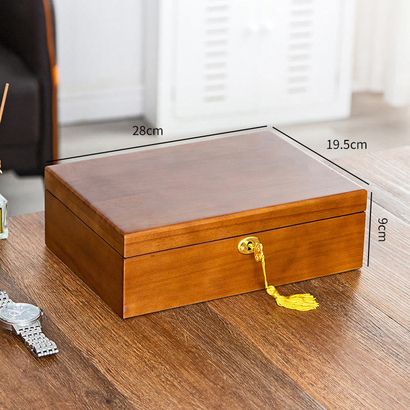 Coffret à bijoux en bois massif à deux niveaux | Rangement spirituel vintage