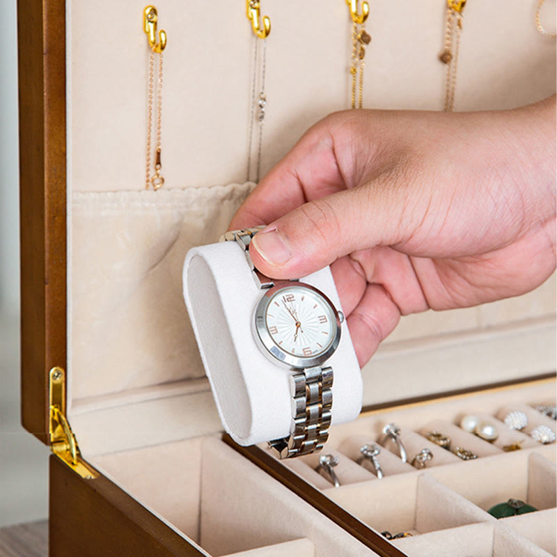 Coffret à bijoux en bois massif à deux niveaux | Rangement spirituel vintage