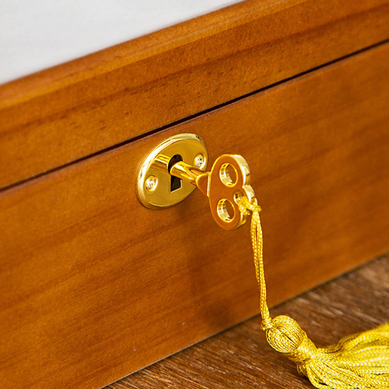 Coffret à bijoux en bois massif à deux niveaux | Rangement spirituel vintage