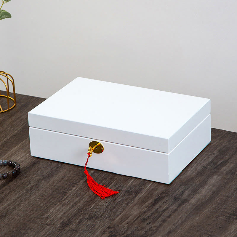 Coffret à bijoux en bois massif à deux niveaux | Rangement spirituel vintage