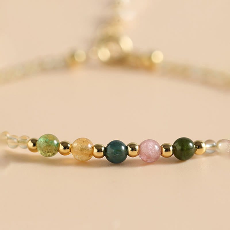 Bracelet de prospérité ultra-fin en citrine et tourmaline
