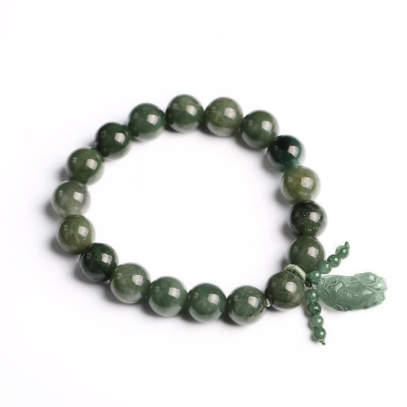 Bracelet de prospérité unisexe en jade Pixiu de 10 mm pour la richesse