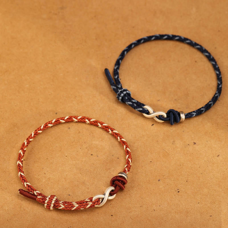 Bracelet unisexe en fil rouge de 14 à 18 cm avec nœud infini en argent sterling