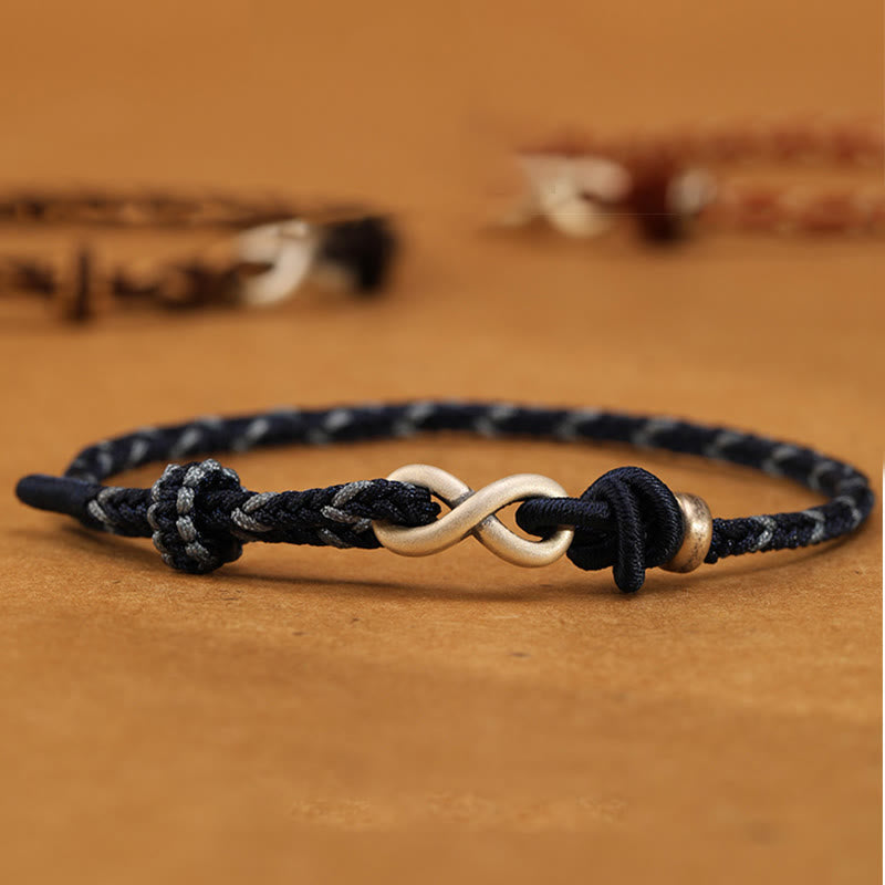 Bracelet unisexe en fil rouge de 14 à 18 cm avec nœud infini en argent sterling