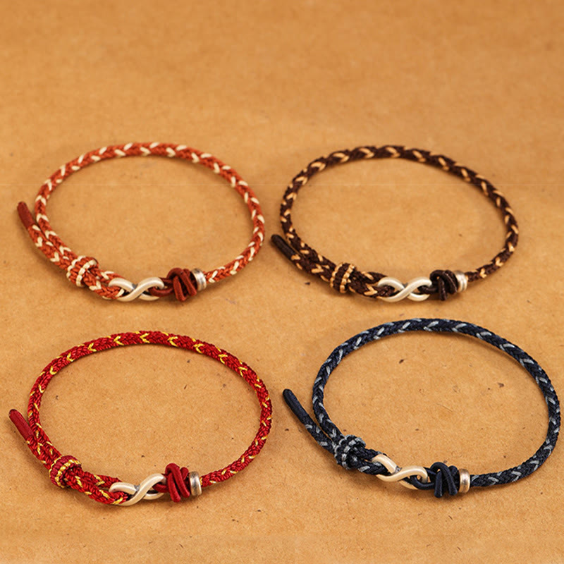 Bracelet unisexe en fil rouge de 14 à 18 cm avec nœud infini en argent sterling