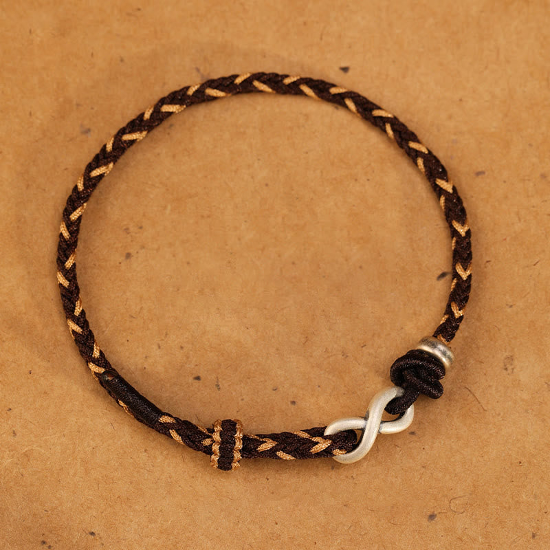 Bracelet unisexe en fil rouge de 14 à 18 cm avec nœud infini en argent sterling