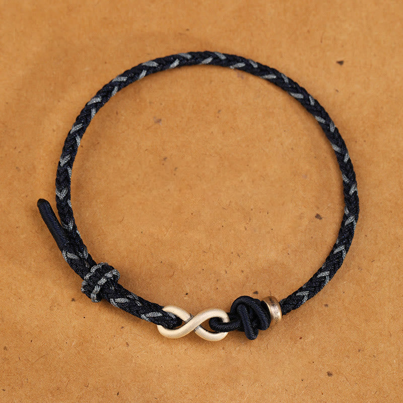 Bracelet unisexe en fil rouge de 14 à 18 cm avec nœud infini en argent sterling