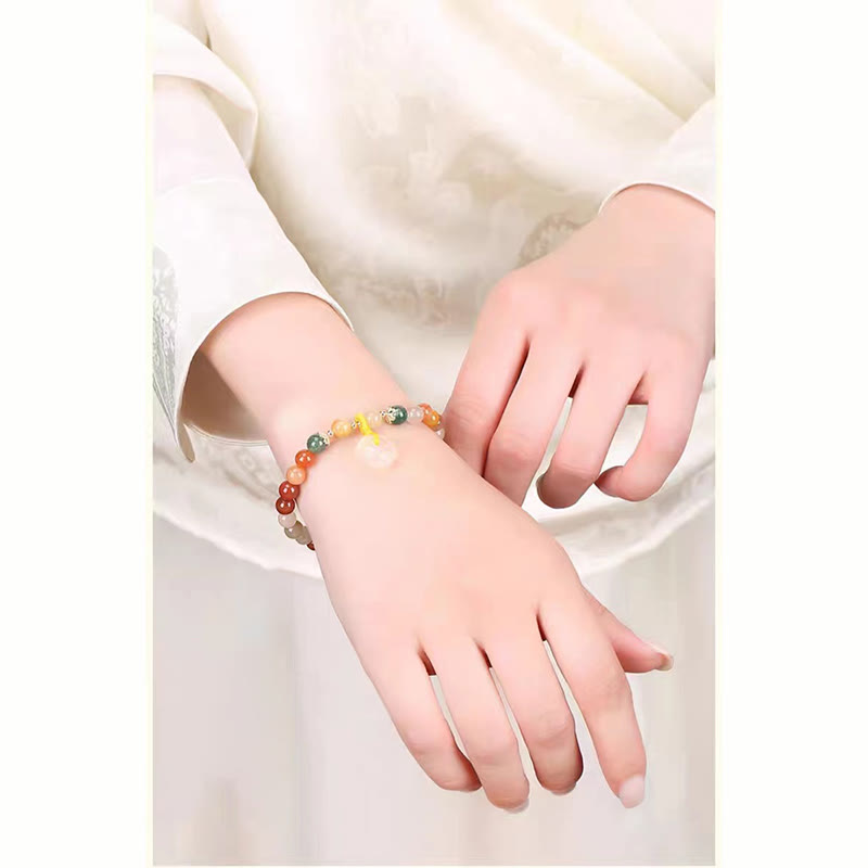 Bracelet unisexe en jade et soie dorée, boucle de paix, 8 mm