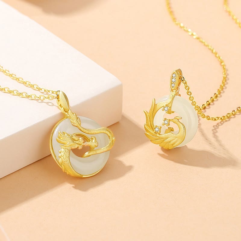Collier unisexe en argent sterling 925 et jade Hetian, année du dragon