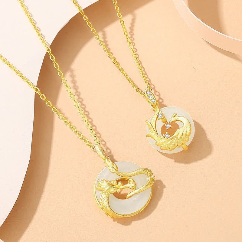 Collier unisexe en argent sterling 925 et jade Hetian, année du dragon