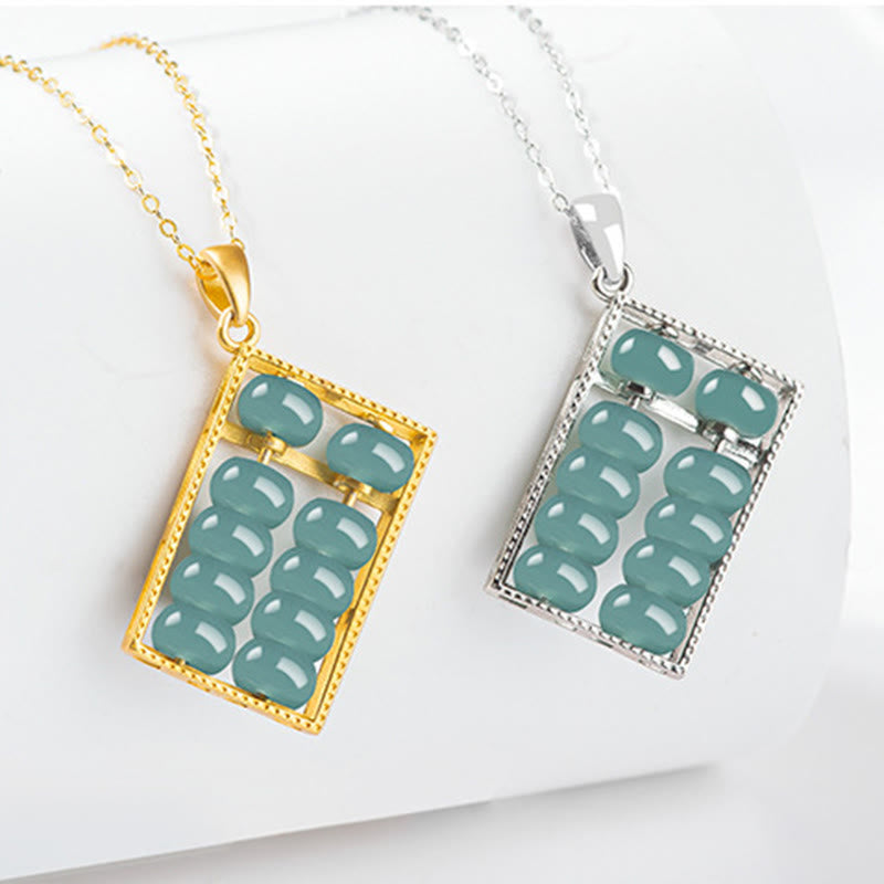 Collier pendentif boulier unisexe en argent sterling 925 et jade