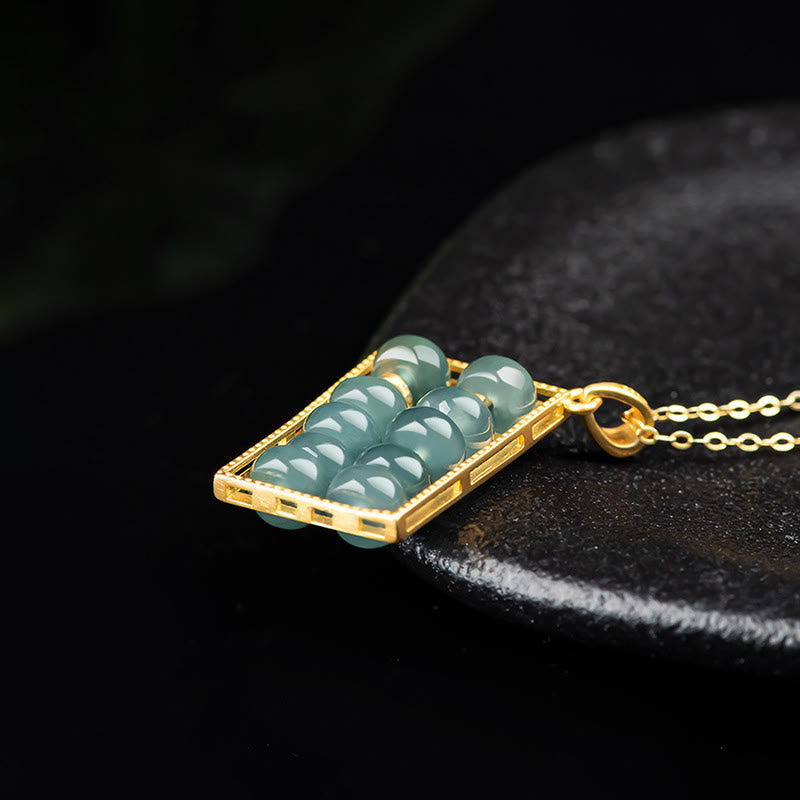 Collier pendentif boulier unisexe en argent sterling 925 et jade